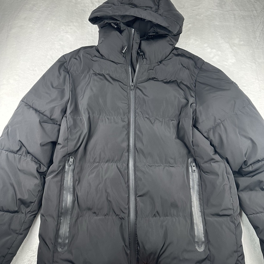 Express Men's Large Tall Black Puffer Coat Hooded Fashion Y2K Winter Jacket LT